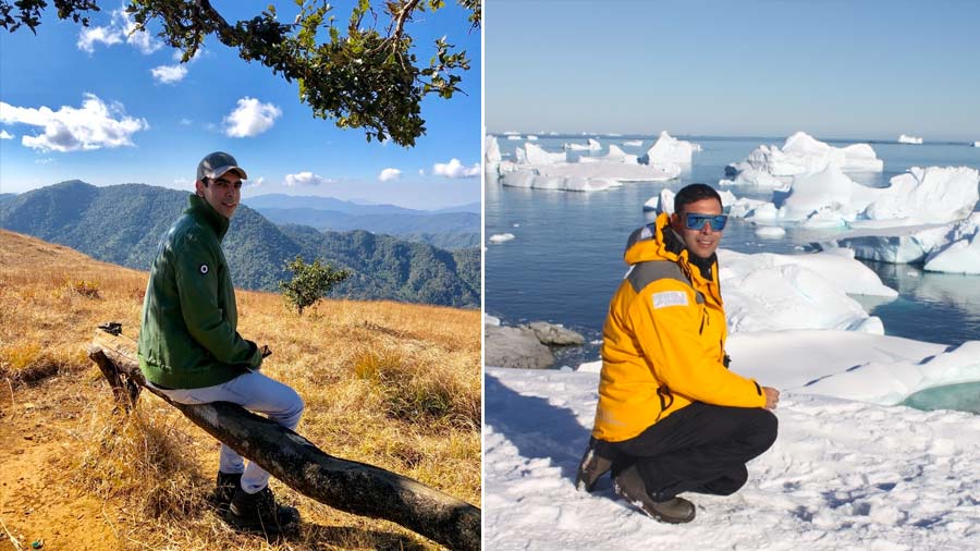 Anand in Manipur, and (right) the Antarctic