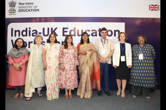 UK delegation members with representatives from the MoE, UGC, AICTE, AIU and British Council 
