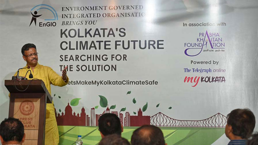 Kolkata mayor Firhad Hakim speaks at a programme held on World Environment Day at Kolkata Press Club 