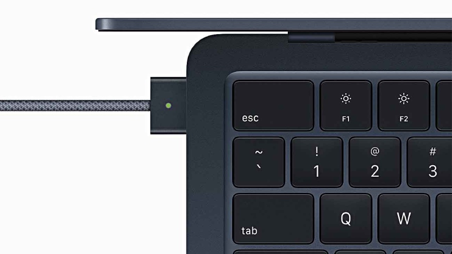 The new MacBook Air features MagSafe for dedicated charging and peace of mind when users are plugged in
