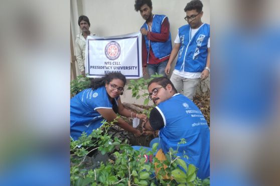 Sumita Saha, the coordinator of the National Service Scheme Programme at Presidency University, was happy to see the students join the plantation drive in numbers. 