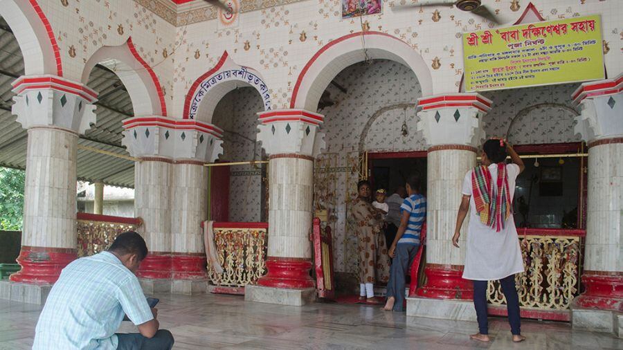 Much of the original facade of the still active temple at Dhapdhapi has been lost due to modifications