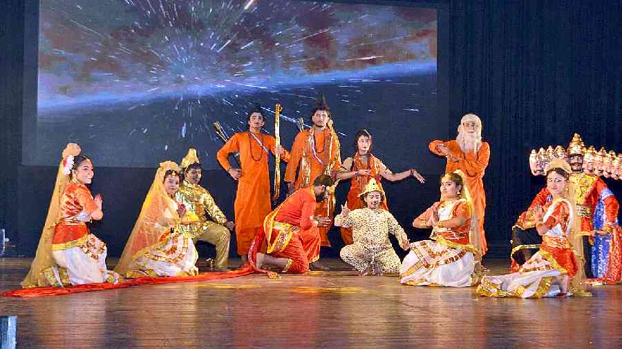 Students of Rammohan Mission High School take part in a cultural programme