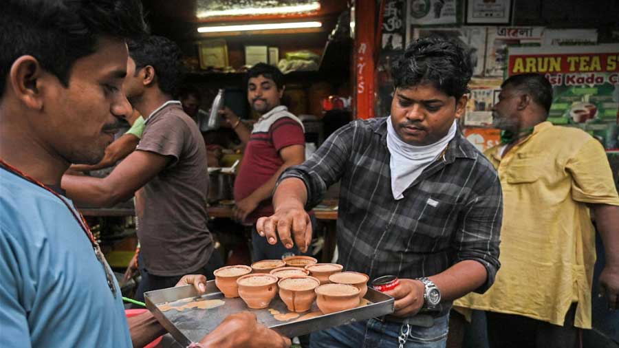 Arun’s younger brother, Vinod Kumar Yadav, runs point on day-to-day operations at the Hungerford Street tea stall 