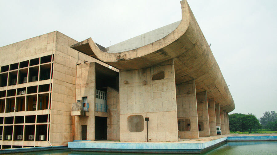 Le Corbusier is credited as the architect of the city of Chandigarh. In picture, the Palace of Assembly, Chandigarh