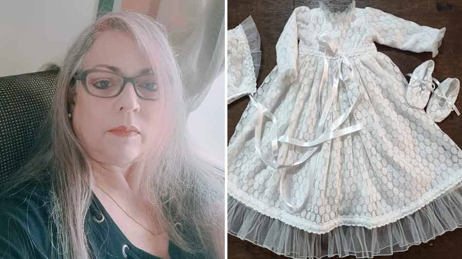 Susan Dragwidge and a christening gown from Sue’s Couture  