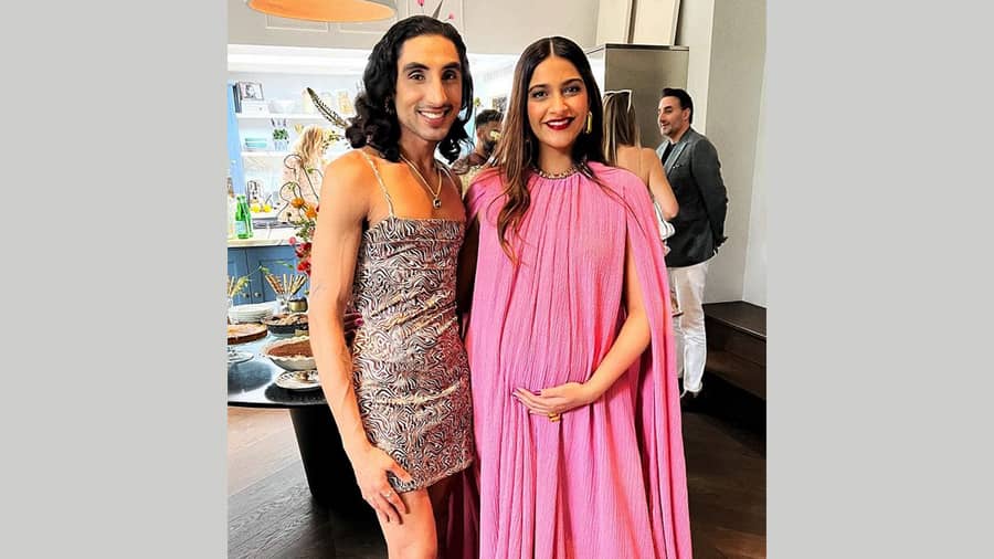 Sonam Kapoor with Leo Kalyan at the actress’s baby shower in London.