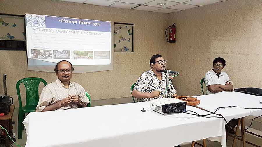 Speakers at the Environment Day meet at Kashmir Bhavan. 