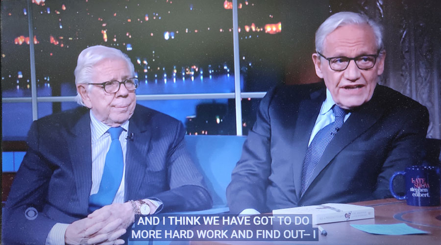Carl Bernstein and Bob Woodward on Stephen Colbert’s Late Show to commemorate 50 years of Watergate
