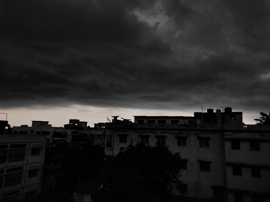 Clouds enveloped the Kolkata sky on Friday evening just before the first spell of monsoon showers