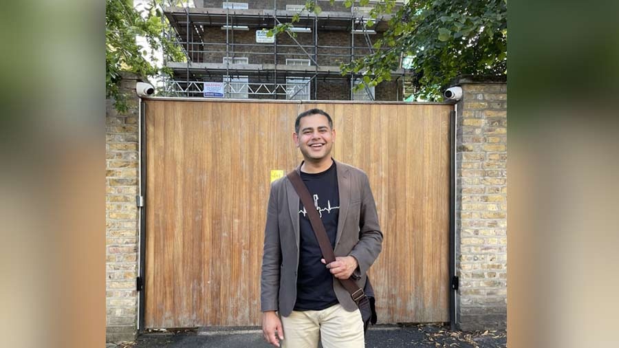 Subhajit outside McCartney’s Cavendish Avenue home in London