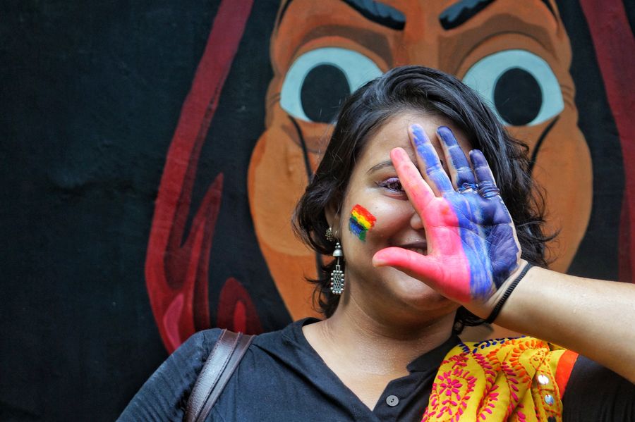 Titas Mukherjee, a student of Jadavpur University sported the bisexual flag on her hand. “This university has taught me to embrace who I am. We are a part of a society with patriarchal norms, but today’s march was about being ourselves and breaking barriers,” she said