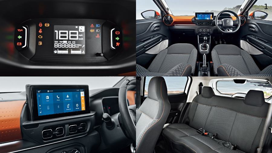1. The instrument cluster; 2. the dash ;3. the 10-inch touchscreen; 4. the rear seat