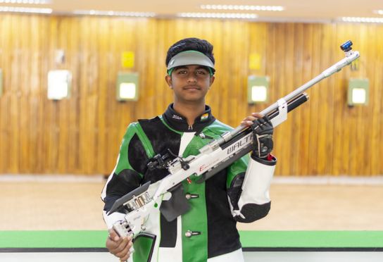 Abhinav Shaw practises at the Asansol Rifle Club.