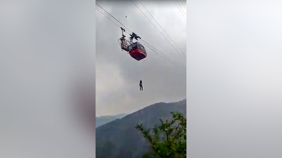 Rescue operation underway after a cable-car with tourists got stuck mid-air, at Parwanoo Timber Trail in Himachal Pradesh