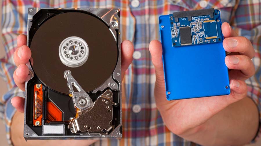 A HDD and an SSD