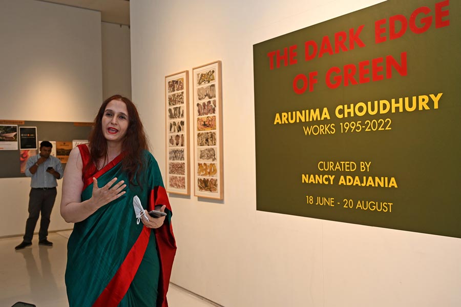 Emami Art presents ‘The Dark Edge of Green’, an exhibition of the artist Arunima Chowdhury's works from 1995 to 2022. Curated by Nancy Adajania, the works will be on display till August 20 at Kolkata Centre for Creativity. 