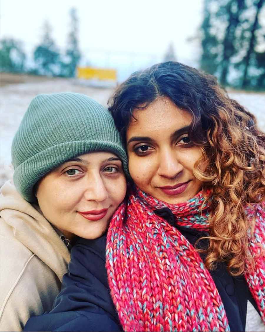 Actress Swastika Mukherjee uploaded this photograph on Instagram on Thursday with the caption: “When you spend days & nights & weeks & months together, from dusk to dawn, sharing meals & beds & cars & music & sulking faces & happy faces, in short when you share your LIFE and then don’t see her for days you hold on to memories. Major missing happening @richellefernandes 😩☹️😨 meet me soon. NOTE: we are never happy with just one click 🥶 🥶 (even if it’s freezing)”