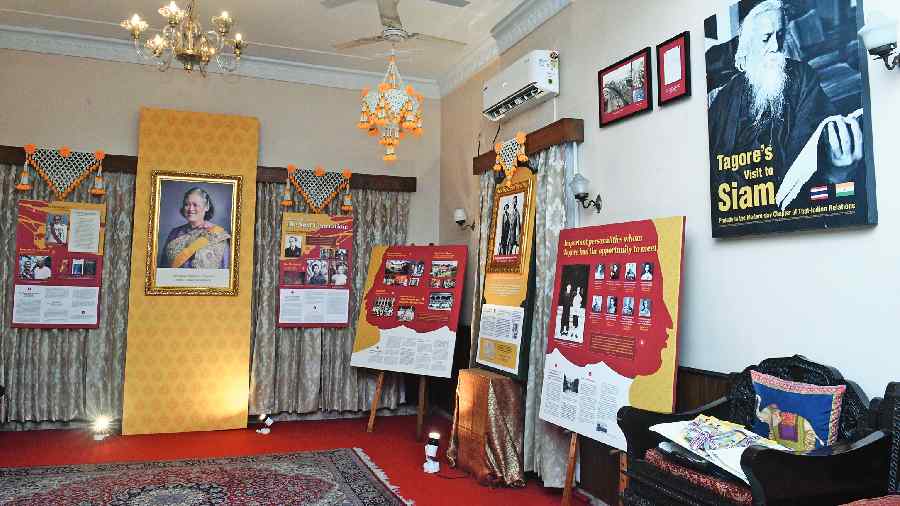 Some of the exhibits prepared for the Thai Gallery at Tagore House stored at the Thai consul general’s residence. 
