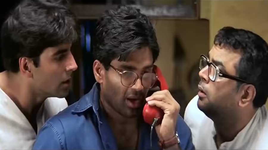 Akshay Kumar, Suniel Shetty and Paresh Rawal in ‘Hera Pheri’.