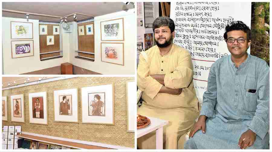 Debovasha, the art and books centre on Fern Road; (right) owners of the gallery Debojyoti Mukhopadhyay (left) and Saurav Dey