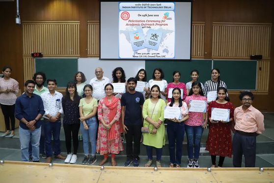 Girl students of Class XI at IIT Delhi on completion of the mentorship programme 