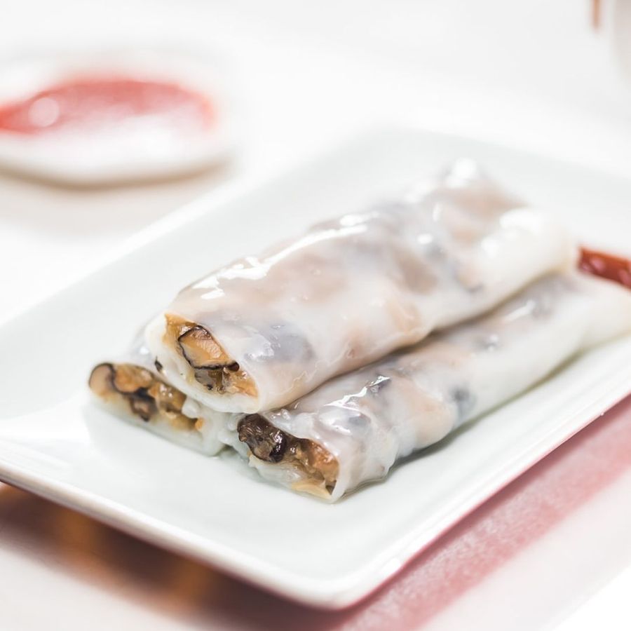 Three Style Mushroom Cheung Fun from Yauatcha: Made with shiitake, oyster and shimeji mushrooms, this dish packs a feisty, earthy bite. The cheung fun is chewy and acts as the perfect vehicle to carry the savoury flavours of the mushrooms and soy