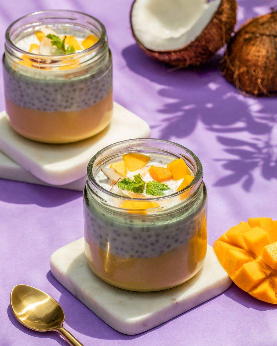 Mango, Chia and Coconut Milk Pudding from The Daily: Healthy, nutritious and lip-smacking — this pudding in a jar tastes just as delicious as it looks. The sweetness of the mangoes and the creaminess of the chia seeds blend beautifully with the coconut milk
