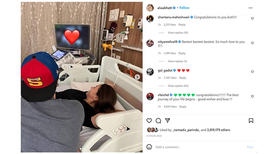 'Wonder Woman' actress Gal Gadot posted heart emojis on Alia’s post.