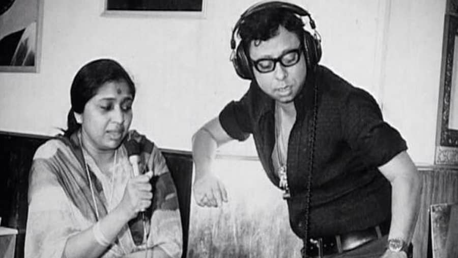 RD Burman with Asha Bhosle.