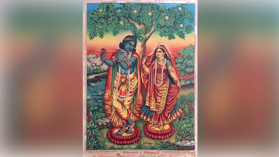 The lithograph depicting Krishna and Radha is another of Amit’s favourites from his collection 