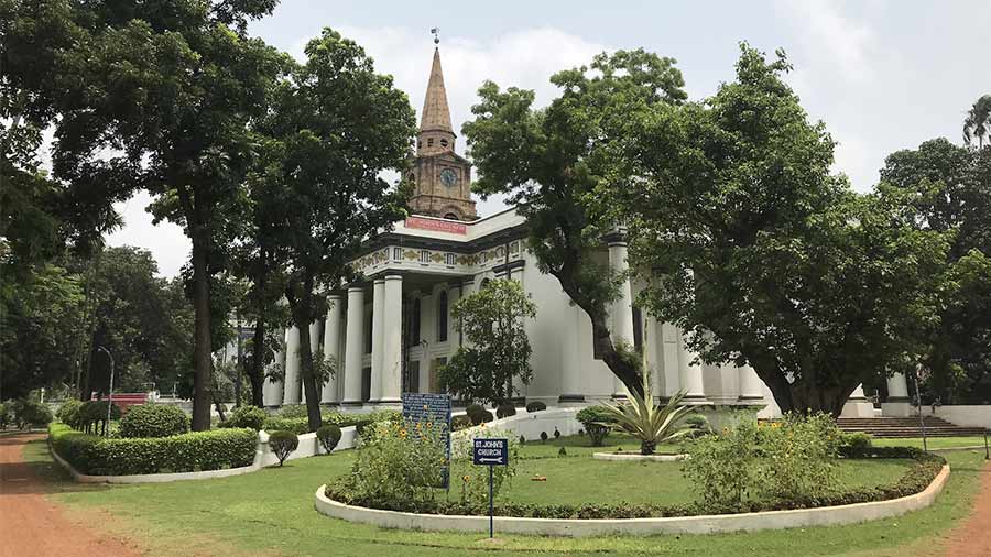 The neatly maintained grounds of Kolkata’s most historic church