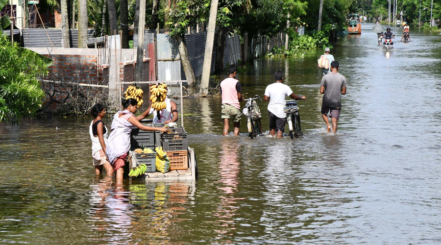 A flooded street in Kamrup district on Friday.