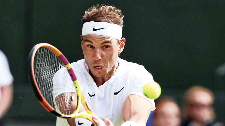 Rafael Nadal in action against Francisco Cerundolo at Wimbledon on Tuesday.