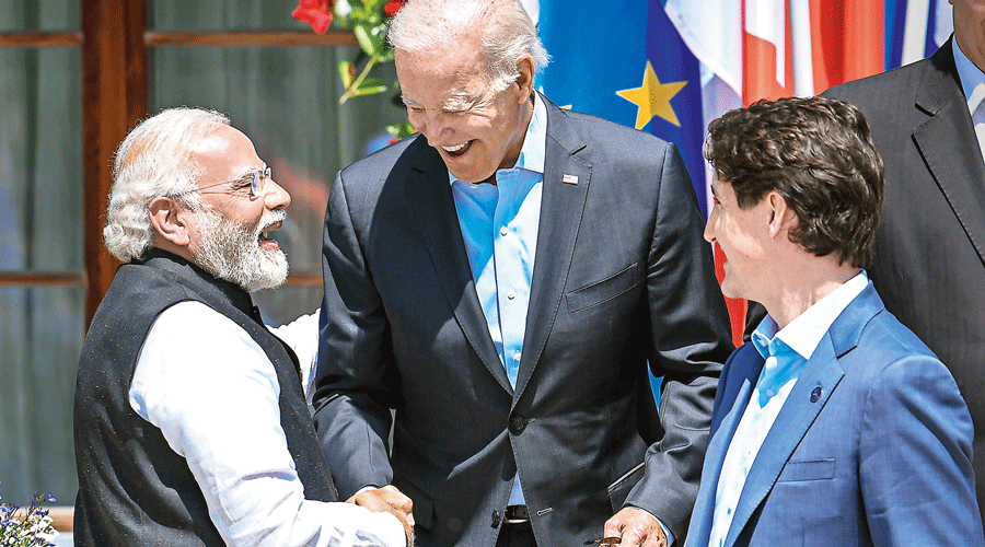 Prime Minister Narendra Modi with US President Joe Biden and Canada PM Justin Trudeau at the G7 Summit in Germany.