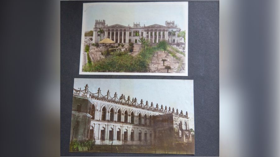 An old photograph of Ranjan Palace from the Chakravarty family album