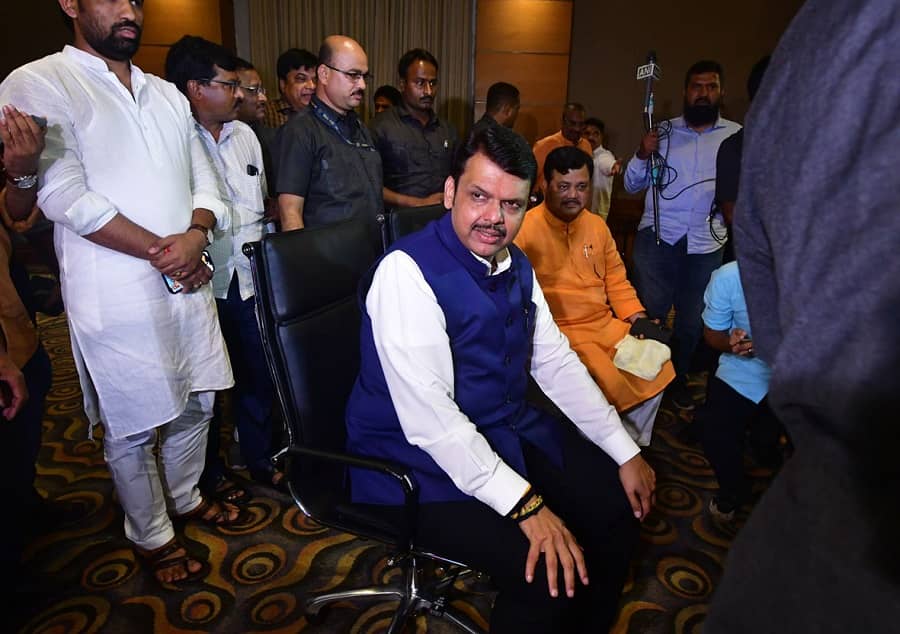 Former Maharashtra CM and Leader of Opposition Devendra Fadnavis during a party meeting, at Taj President Hotel in Mumbai on Wednesday