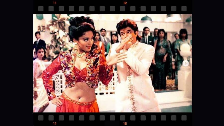 A moment from Madhuri Dixit and Anil Kapoor’s 1990 film, 'Kishen Kanhaiya'. Thirty-two years on, the hit number ‘Suit Boot Mein Aya Kanhaiya’ remains as groovy as ever.