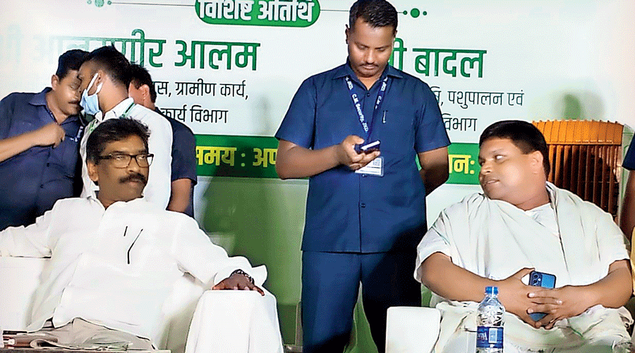Jharkhand chief minister Hemant Soren in Sahibganj on Wednesday.