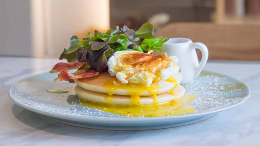 A pancake variation inspired by eggs Benedict