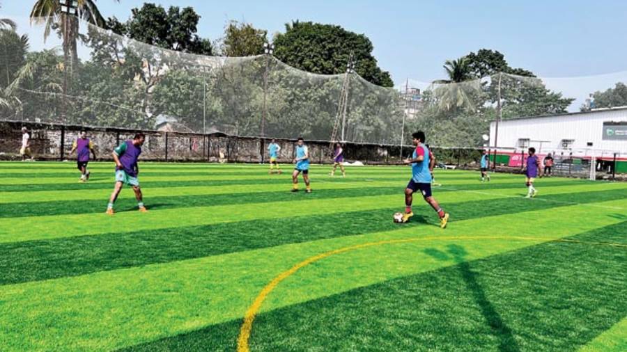 The AstroTurf can also be divided into two sections where two games can go on simultaneously. Once government restrictions are lifted, the space will be open 24x7