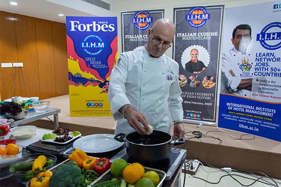 Sicilian chef Enzo Oliveri at a masterclass organised by the International Institute of Hotel Management Global Campus.