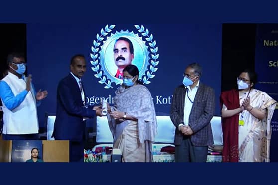 Annpurna Devi handing out awards at the National ICT event. 