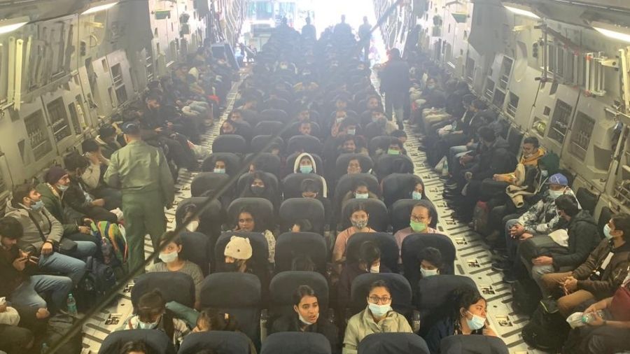 Passengers on board the IAF's evacuation flight.