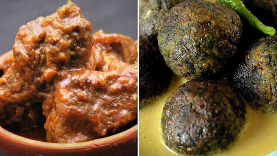 Ratan’s kosha Mangsho (L) and Malai palong kofta 