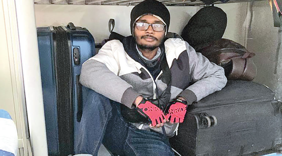 Sambit Das, a fourth-year student of Kyiv Medical University, was lucky to be able to squeeze himself in the luggage compartment of a train to Lviv from Kyiv on Wednesday