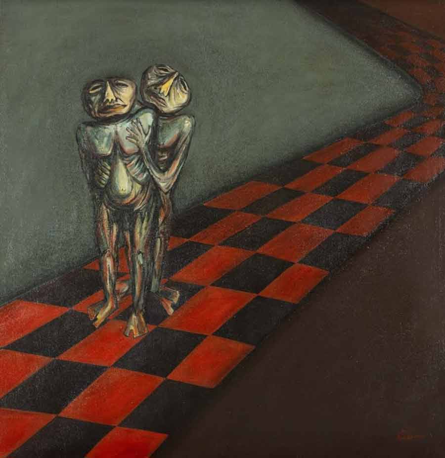 KING BEING APPEASED: Mondal used the chequered floor tiles and closing-in walls to describe a sense of being choked, recreating a sense of doom, as potent as Edvard Munch’s ‘The Scream’