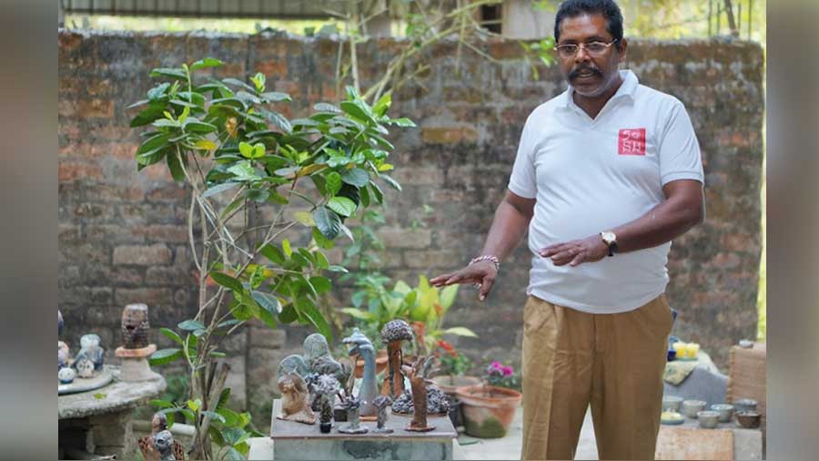 Dhananjay Chakraborty (Bapi) shows his sculptures that are mostly inspired by nature 