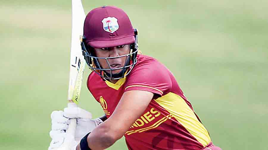 Hayley Matthews of West Indies on way to her 119 against New Zealand on Friday.