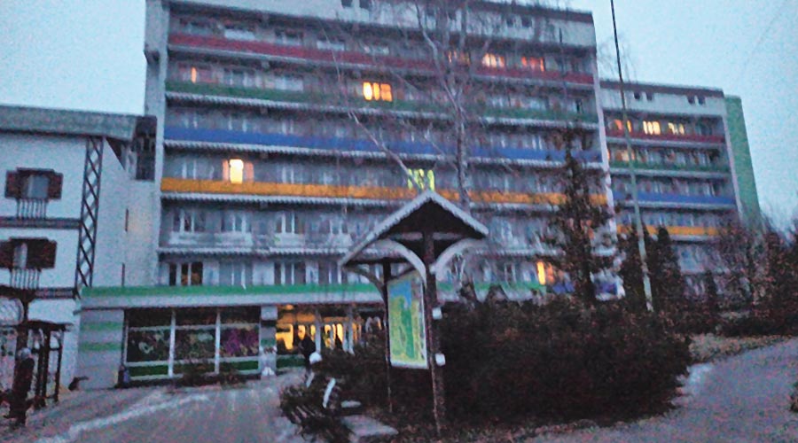 The hotel in Pisochyn near Kharkiv where the Indian students have taken refuge